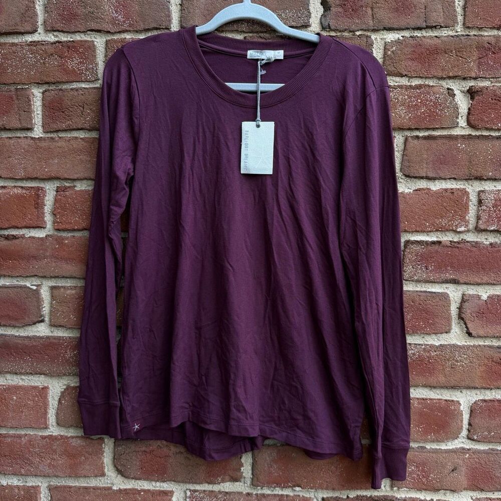 Barefoot Dreams Women's MC Pima Modal Jersey Long Sleeve Top Mulberry Medium NWT